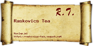 Raskovics Tea névjegykártya